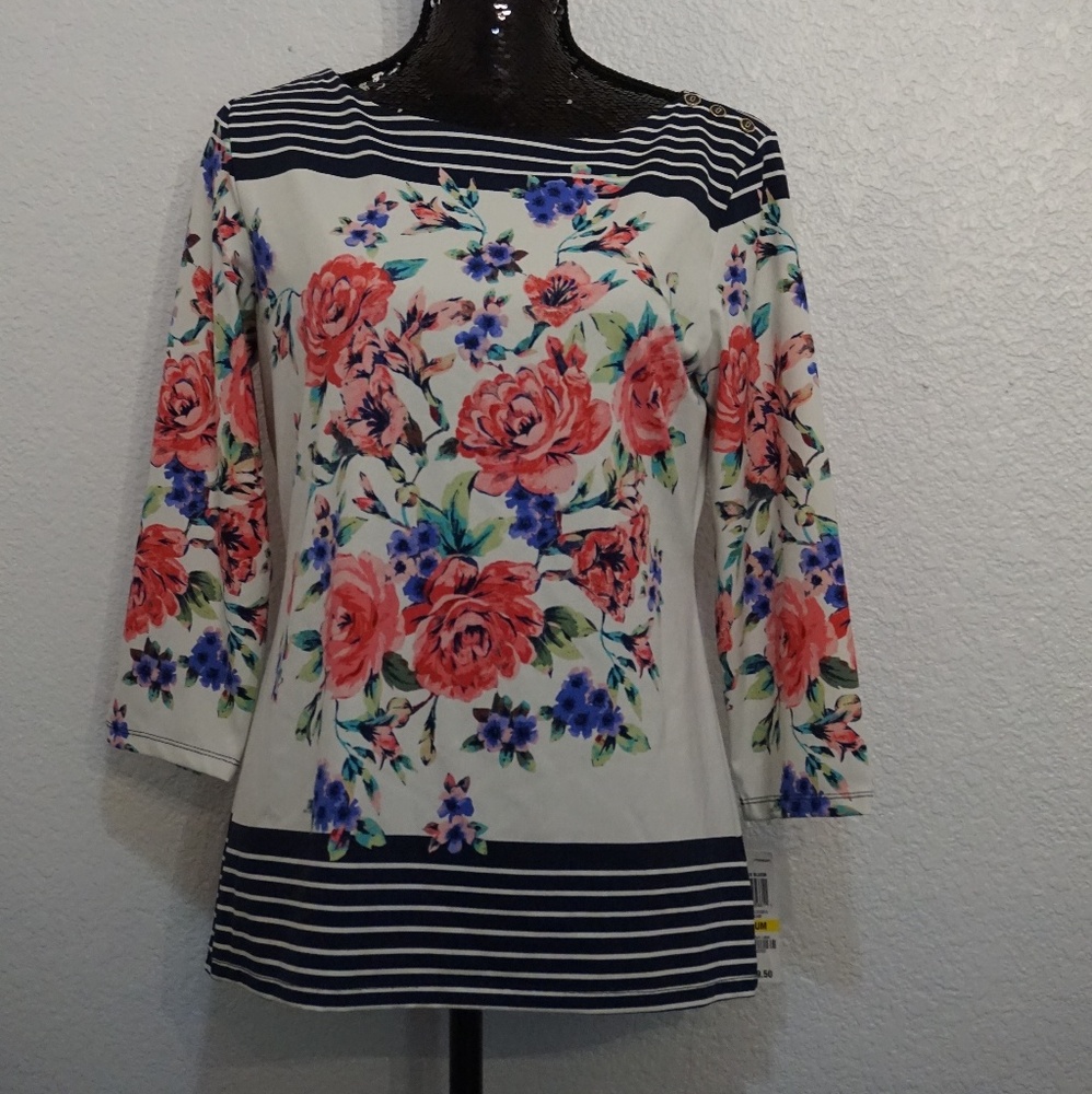 Floral 3\4 sleeve top charter club